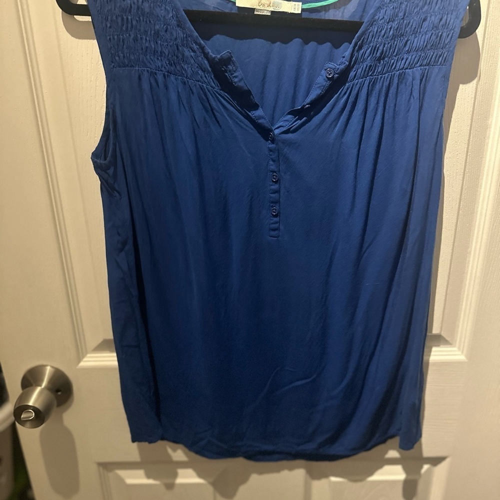 Boden Flowy Overlay Tank Top Sleeveless Navy Blue 100% Viscose Size US 10 Flowy - Picture 4 of 9